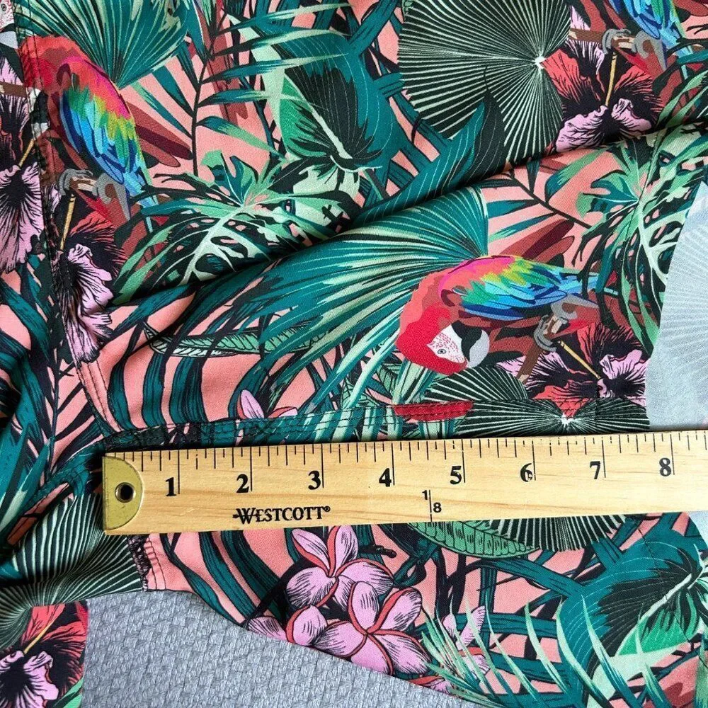 Men's Westport Black XL Tall Swim Trunks Board Shorts Tropical Green Pink Parrot